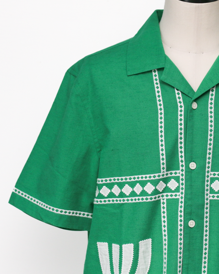 Wax London Border Applique Shirt Green