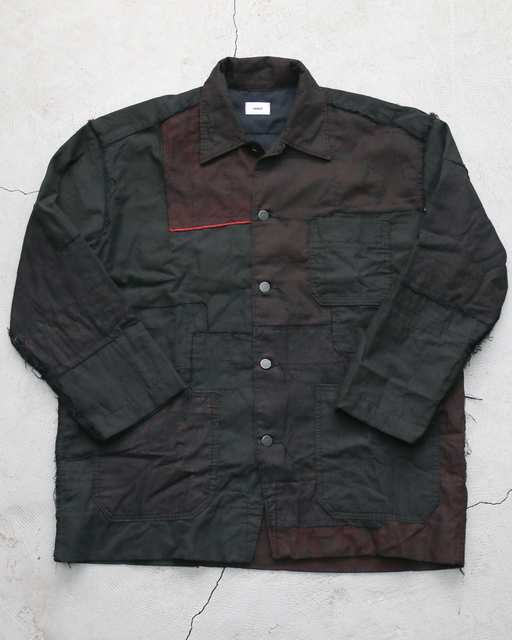 Mr.OLDMAN×redad ミスターオールドマン×レダッド Bandana Patchwork Coverall Black Over Dye A