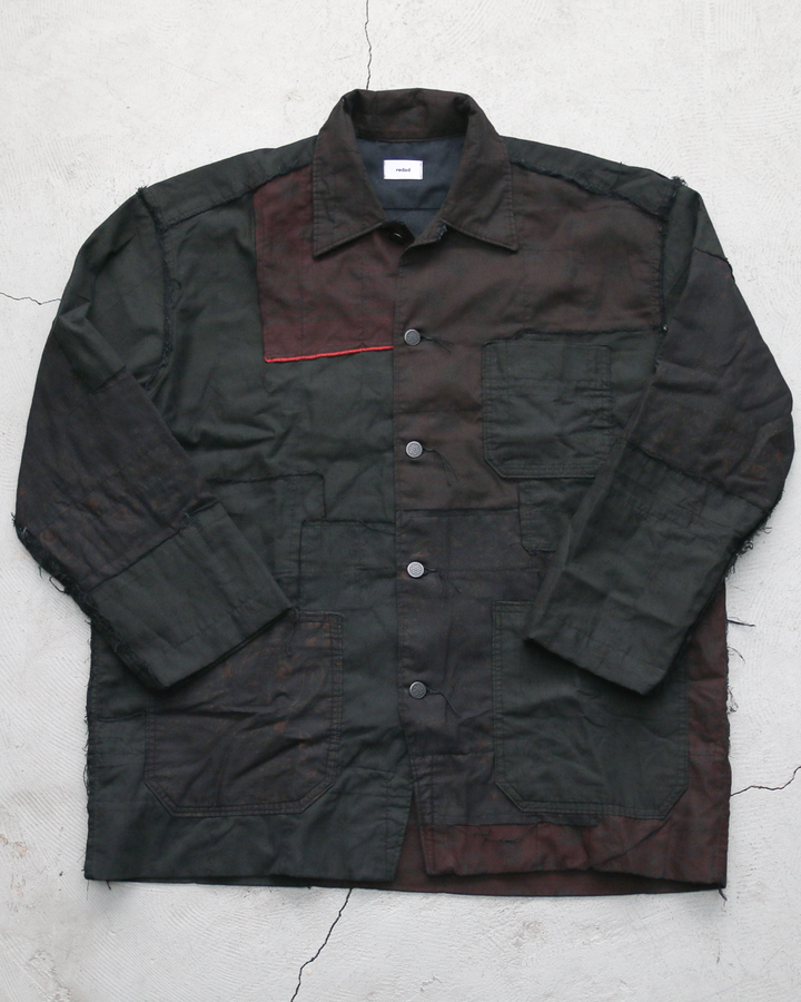 Mr.OLDMAN×redad ミスターオールドマン×レダッド Bandana Patchwork Coverall Black Over Dye A