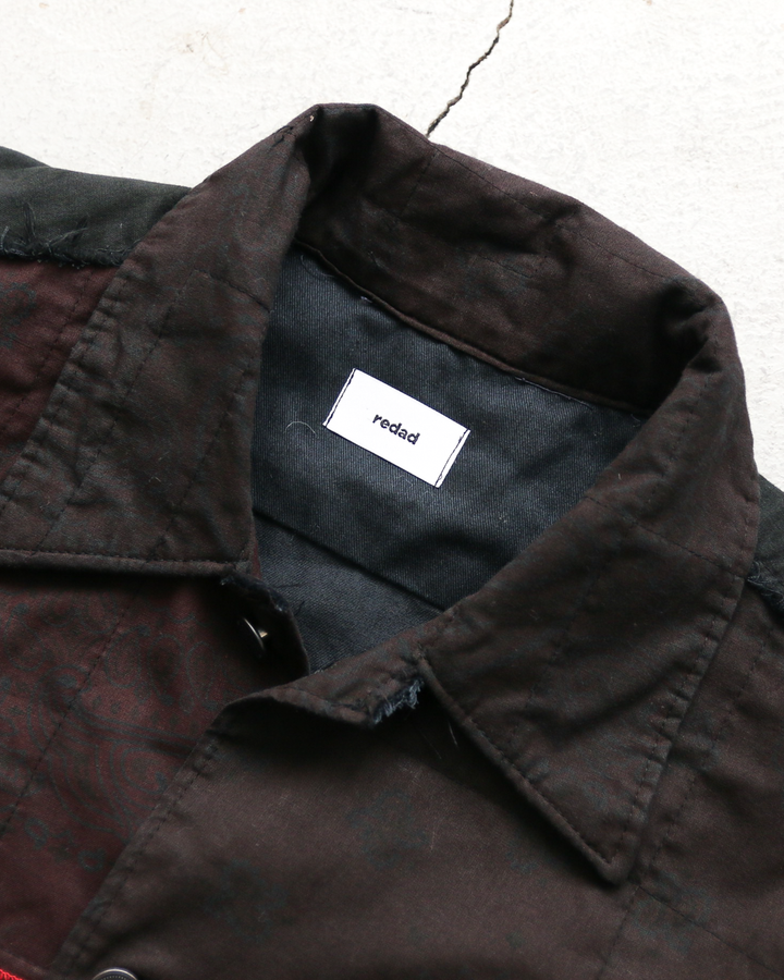 Mr.OLDMAN×redad ミスターオールドマン×レダッド Bandana Patchwork Coverall Black Over Dye A