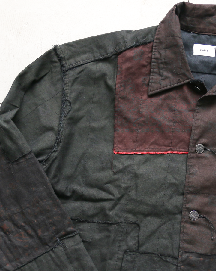Mr.OLDMAN×redad ミスターオールドマン×レダッド Bandana Patchwork Coverall Black Over Dye A