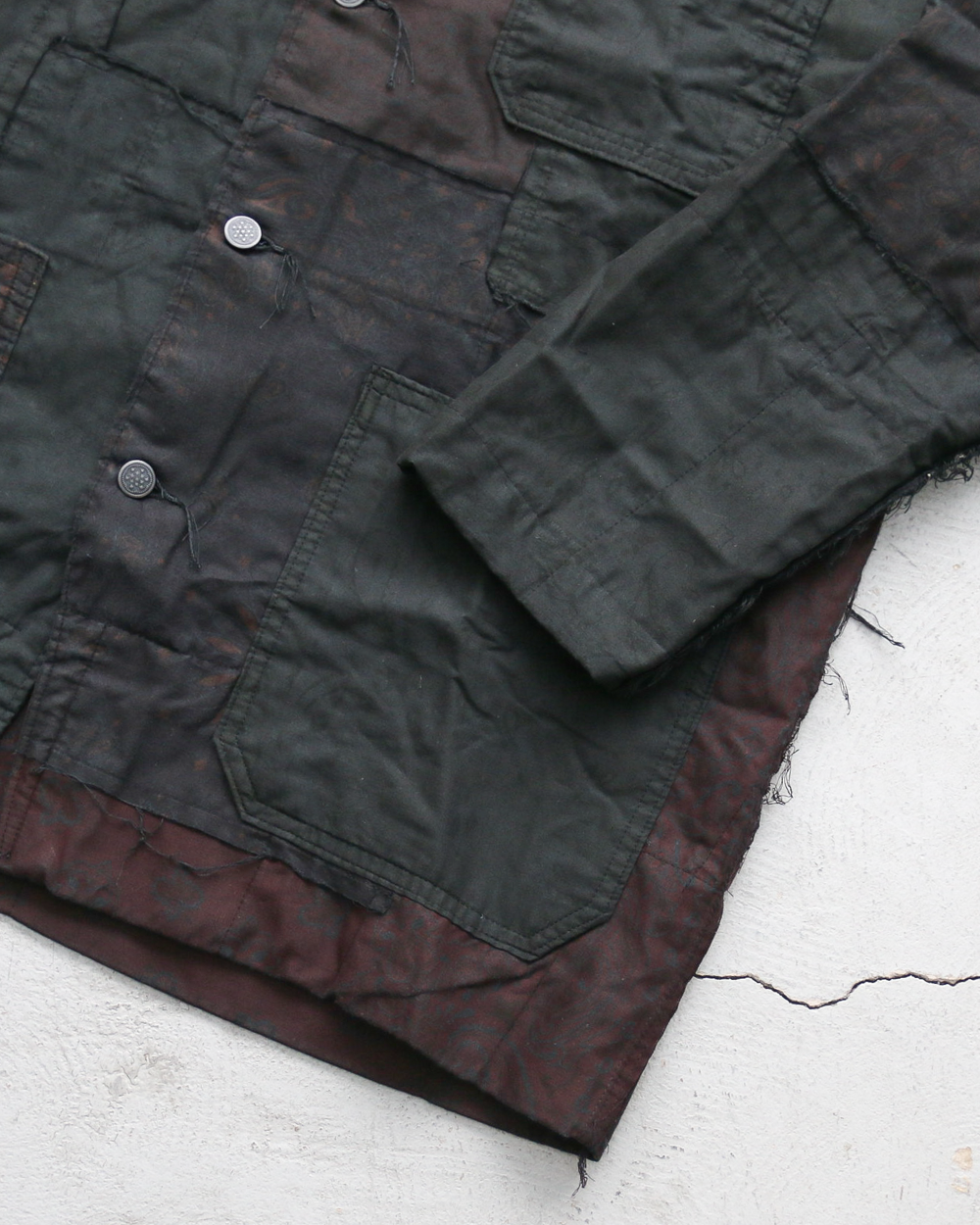 Mr.OLDMAN×redad ミスターオールドマン×レダッド Bandana Patchwork Coverall Black Over Dye A