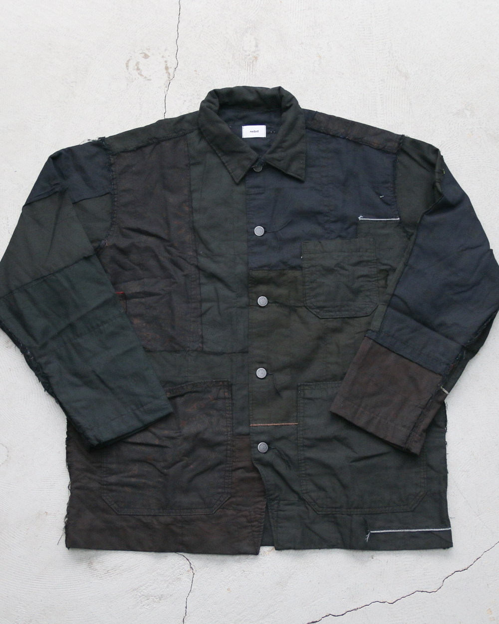 Mr.OLDMAN×redad ミスターオールドマン×レダッド Bandana Patchwork Coverall Black Over Dye B