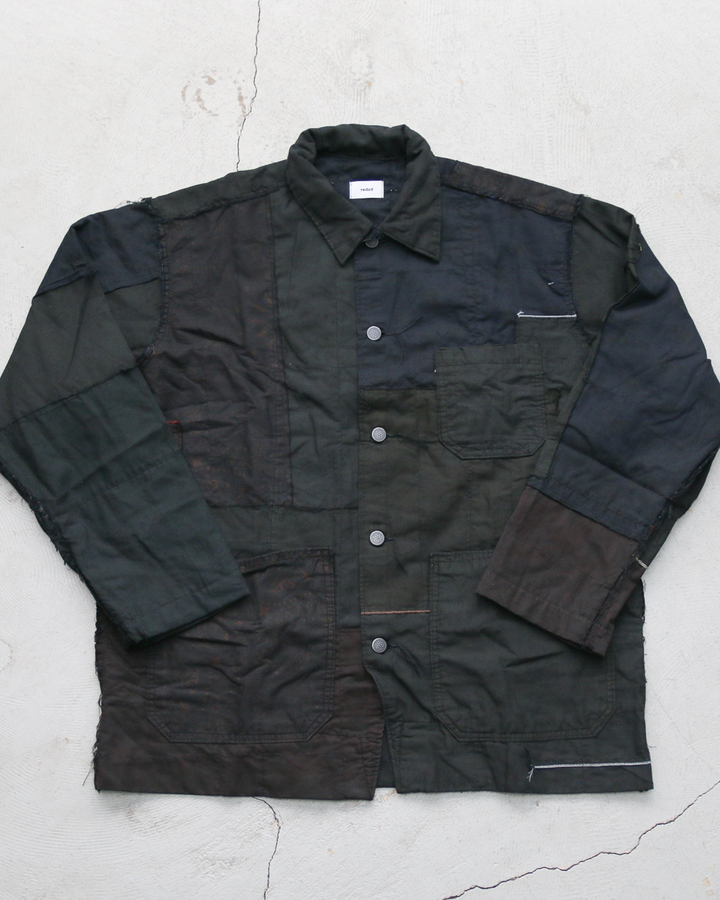 Mr.OLDMAN×redad ミスターオールドマン×レダッド Bandana Patchwork Coverall Black Over Dye B