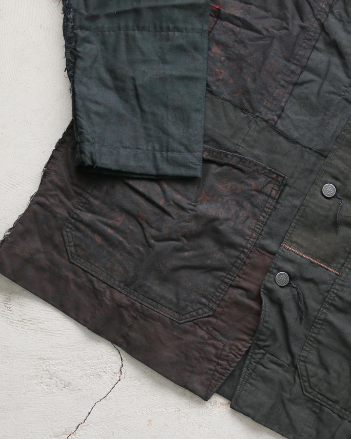 Mr.OLDMAN×redad ミスターオールドマン×レダッド Bandana Patchwork Coverall Black Over Dye B