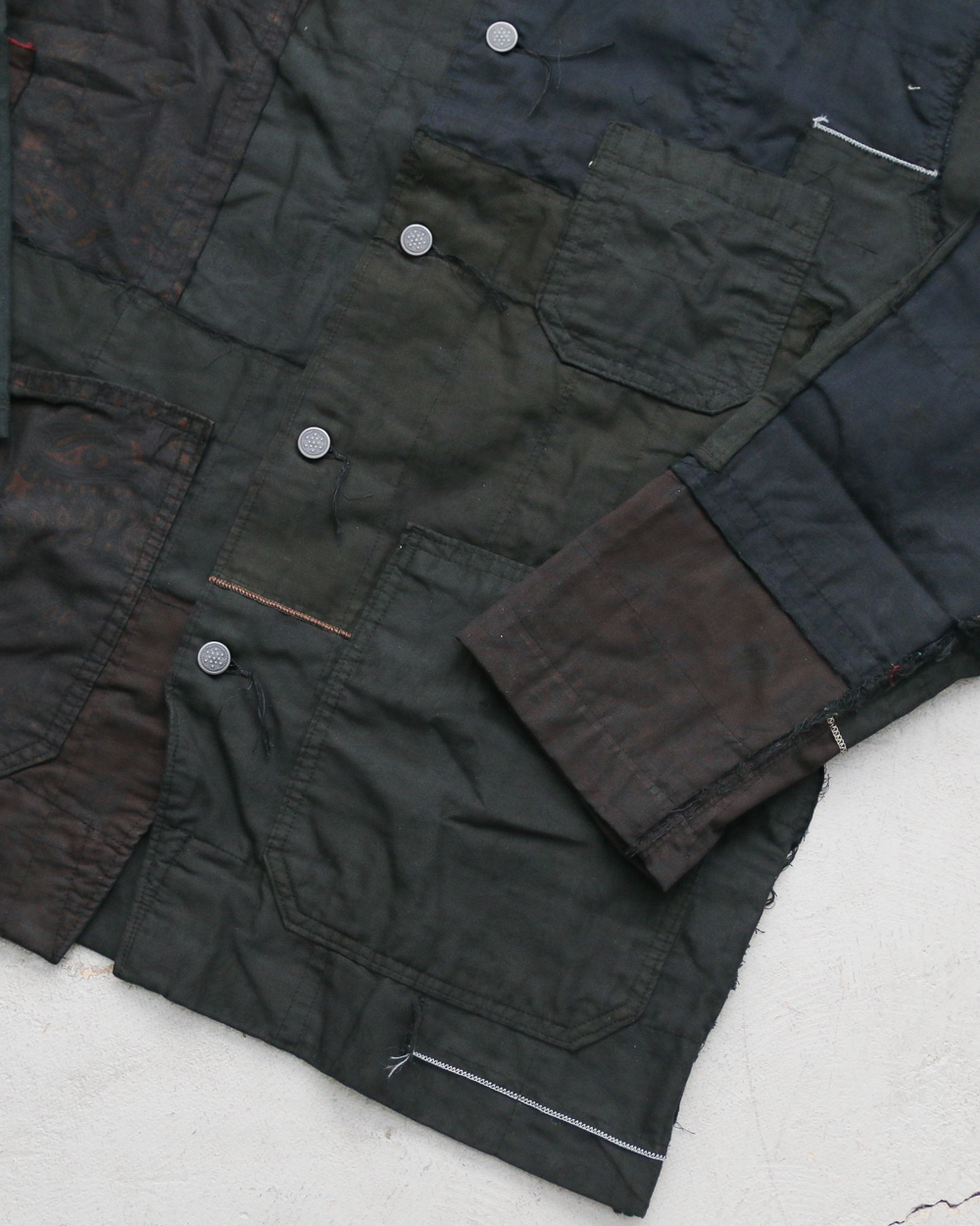 Mr.OLDMAN×redad ミスターオールドマン×レダッド Bandana Patchwork Coverall Black Over Dye B