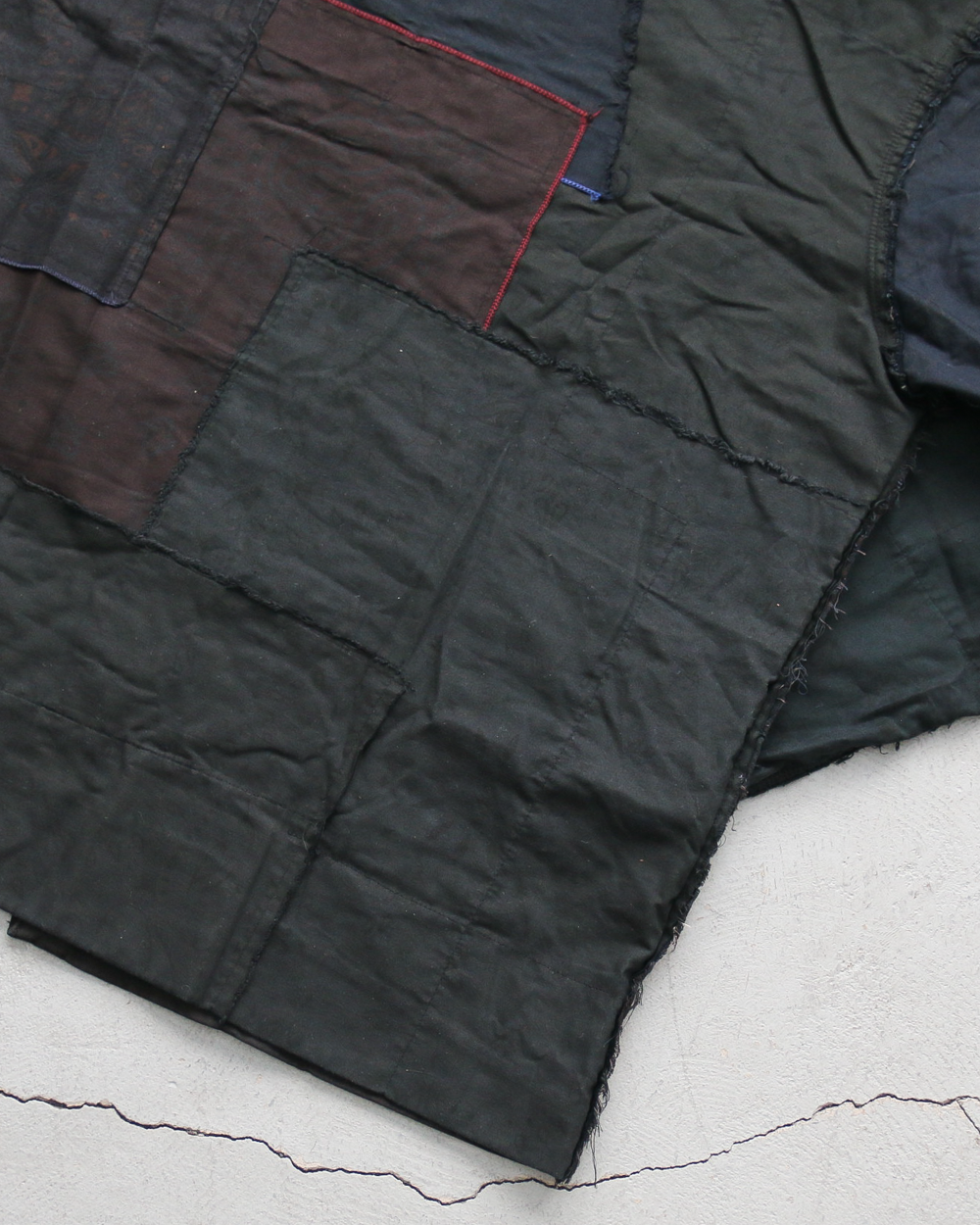 Mr.OLDMAN×redad ミスターオールドマン×レダッド Bandana Patchwork Coverall Black Over Dye B