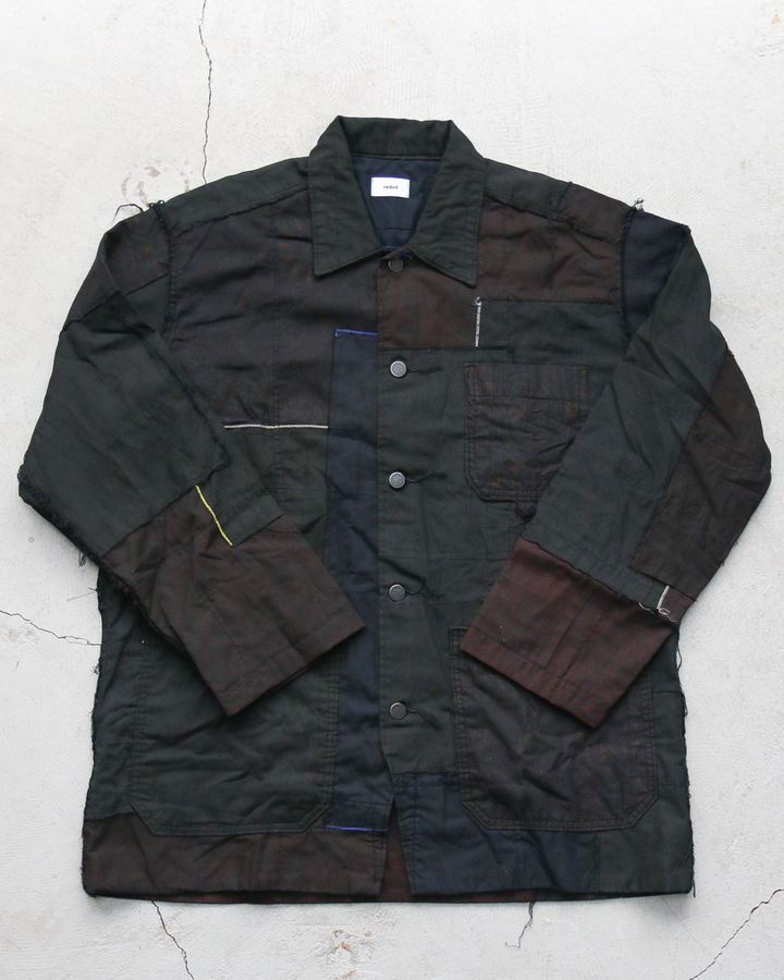 Mr.OLDMAN×redad ミスターオールドマン×レダッド Bandana Patchwork Coverall Black Over Dye C