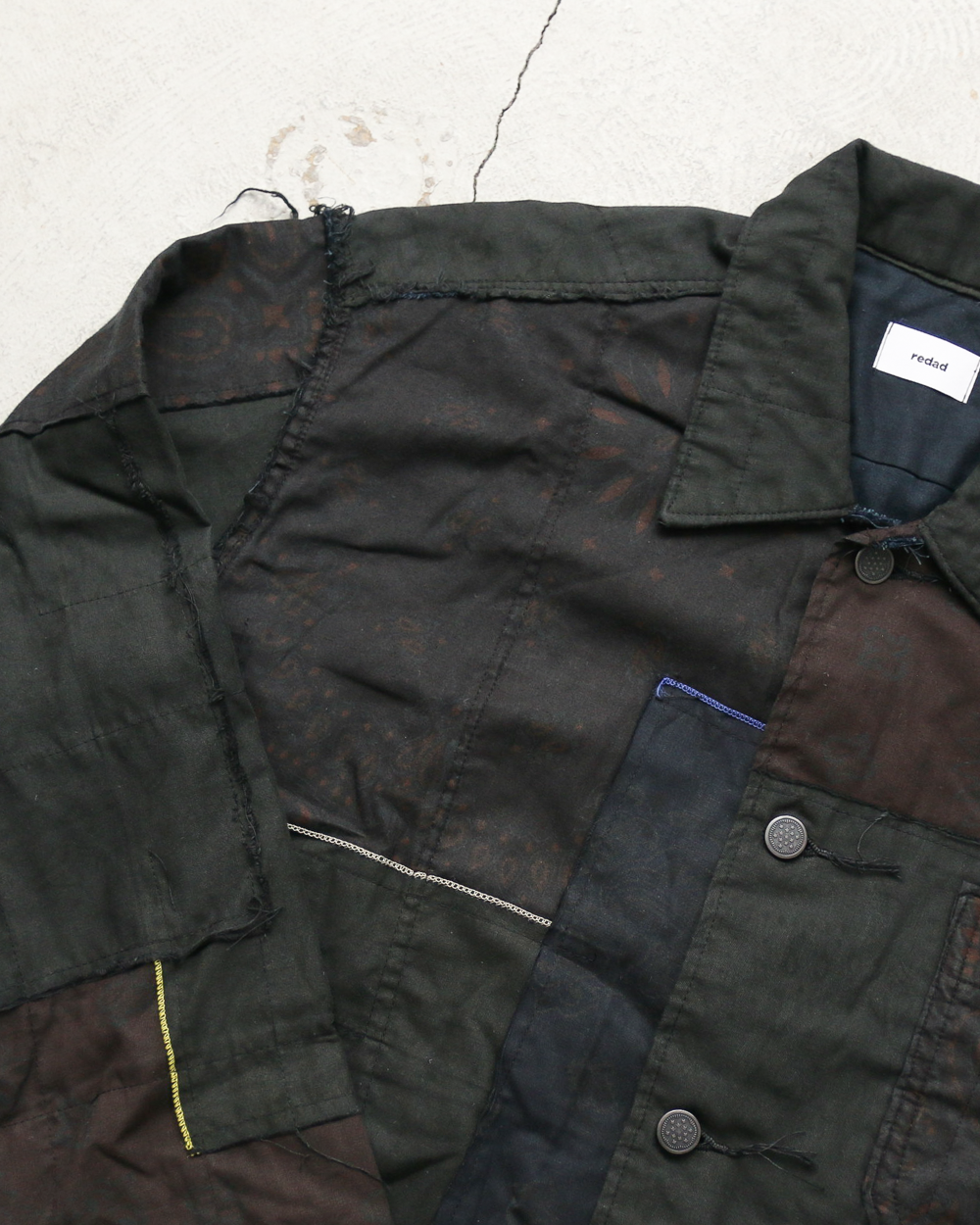 Mr.OLDMAN×redad ミスターオールドマン×レダッド Bandana Patchwork Coverall Black Over Dye C
