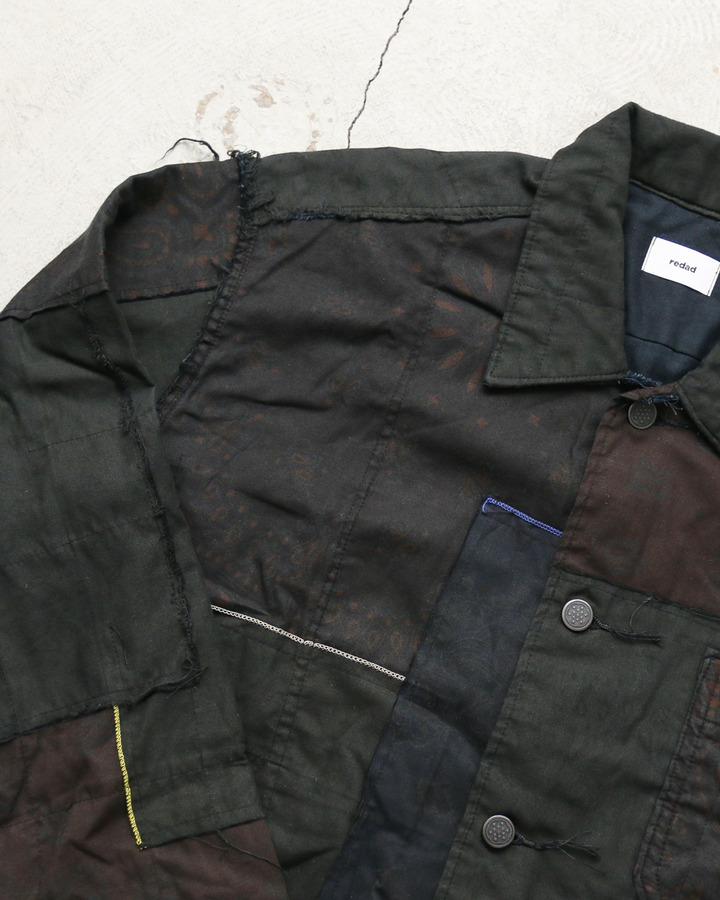 Mr.OLDMAN×redad ミスターオールドマン×レダッド Bandana Patchwork Coverall Black Over Dye C