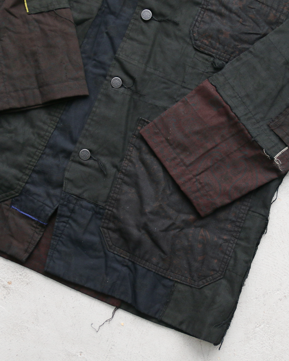 Mr.OLDMAN×redad ミスターオールドマン×レダッド Bandana Patchwork Coverall Black Over Dye C