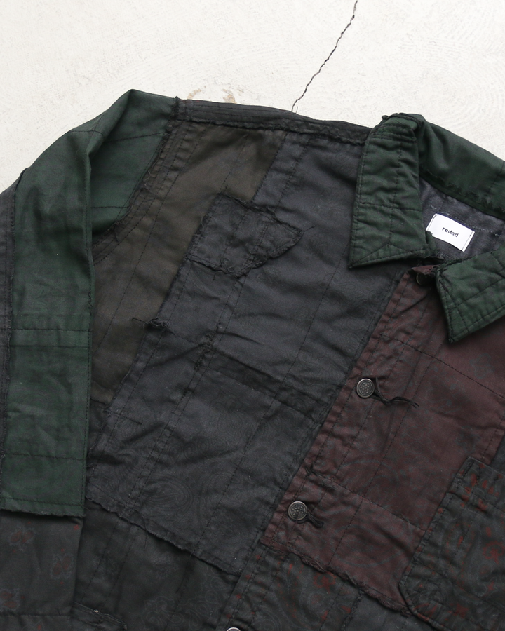 Mr.OLDMAN×redad ミスターオールドマン×レダッド Bandana Patchwork Coverall Black Over Dye D