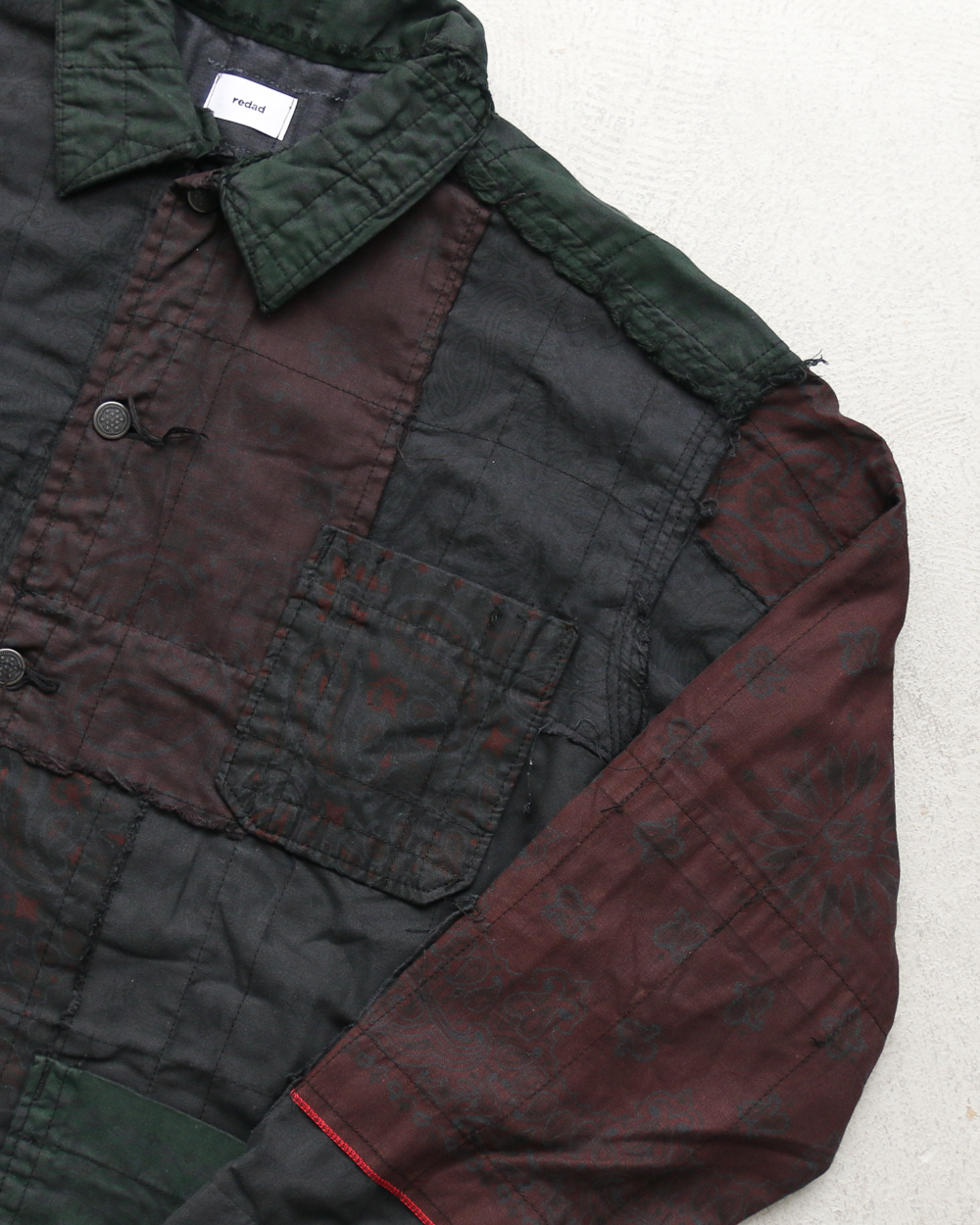 Mr.OLDMAN×redad ミスターオールドマン×レダッド Bandana Patchwork Coverall Black Over Dye D
