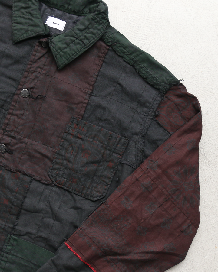 Mr.OLDMAN×redad ミスターオールドマン×レダッド Bandana Patchwork Coverall Black Over Dye D