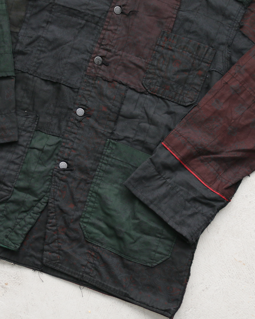 Mr.OLDMAN×redad ミスターオールドマン×レダッド Bandana Patchwork Coverall Black Over Dye D