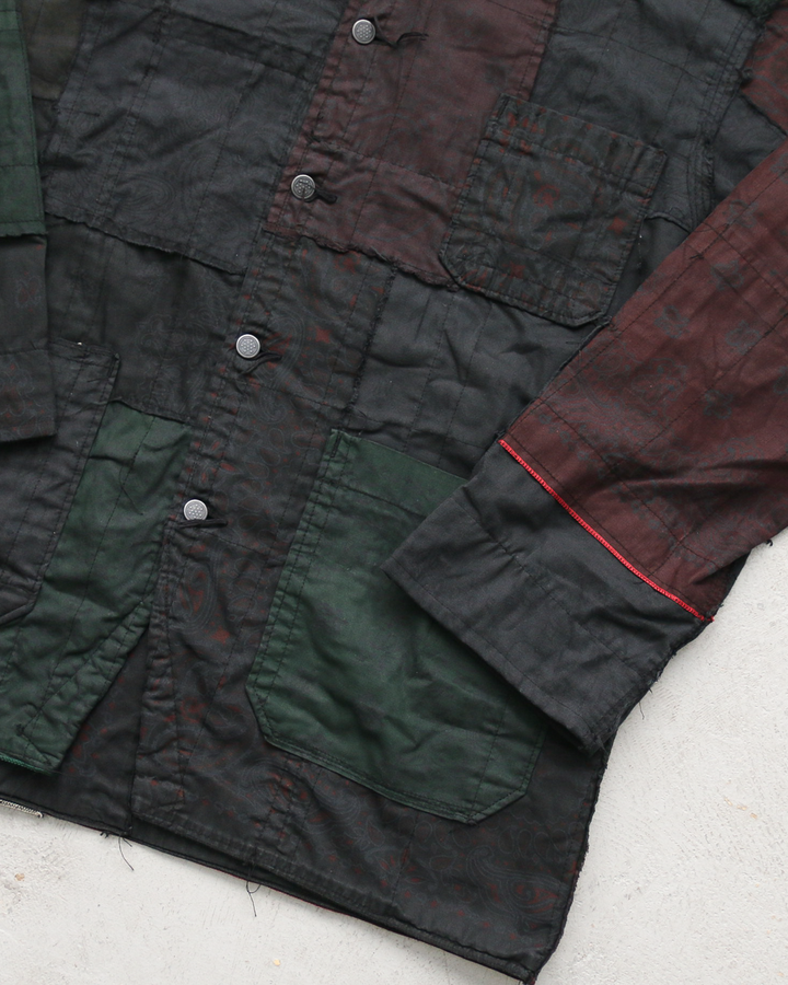 Mr.OLDMAN×redad ミスターオールドマン×レダッド Bandana Patchwork Coverall Black Over Dye D