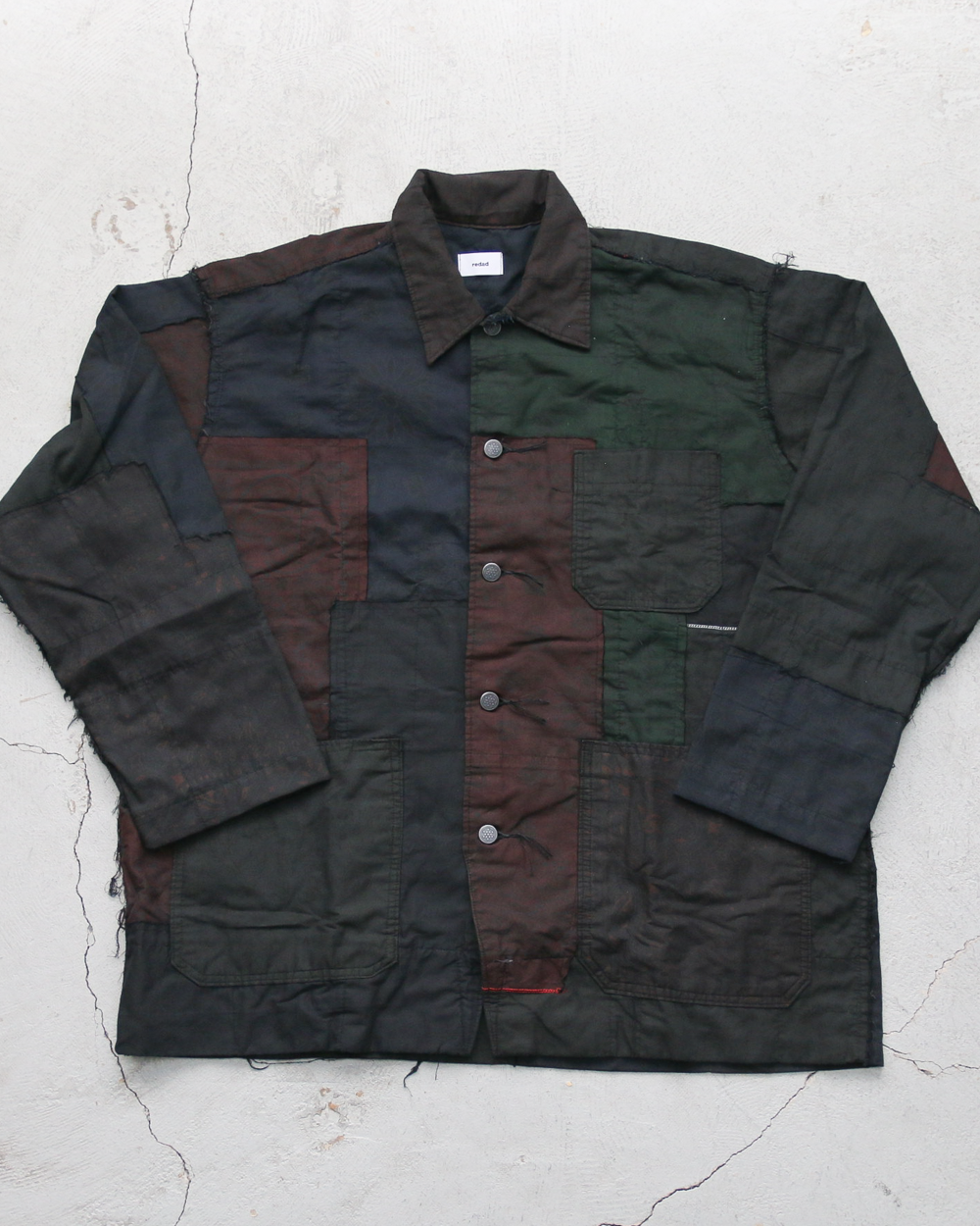 Mr.OLDMAN×redad ミスターオールドマン×レダッド Bandana Patchwork Coverall Black Over Dye E