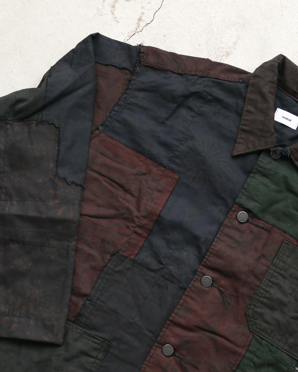 Mr.OLDMAN×redad ミスターオールドマン×レダッド Bandana Patchwork Coverall Black Over Dye E