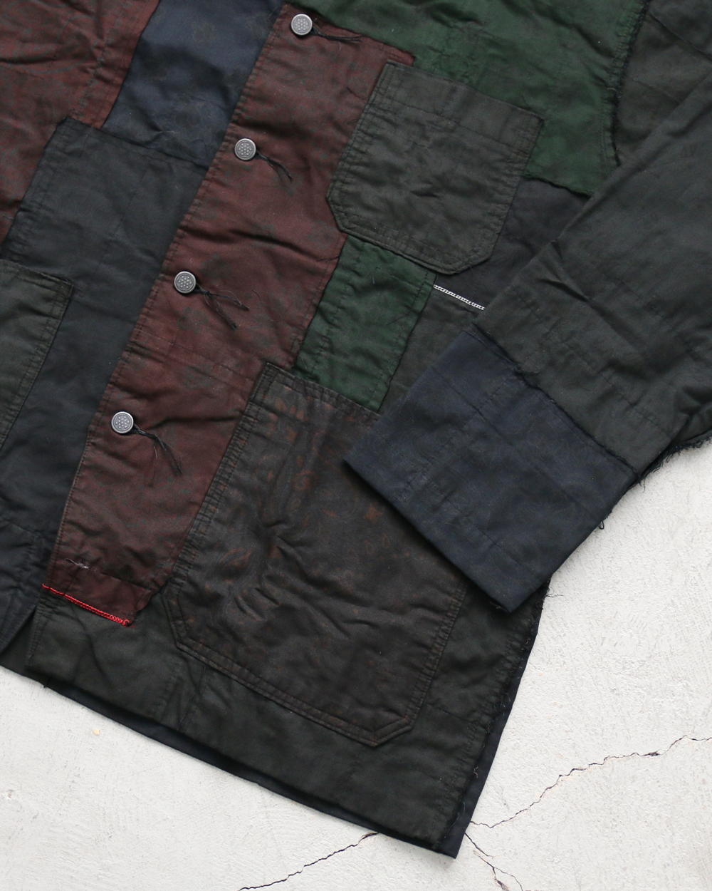 Mr.OLDMAN×redad ミスターオールドマン×レダッド Bandana Patchwork Coverall Black Over Dye E