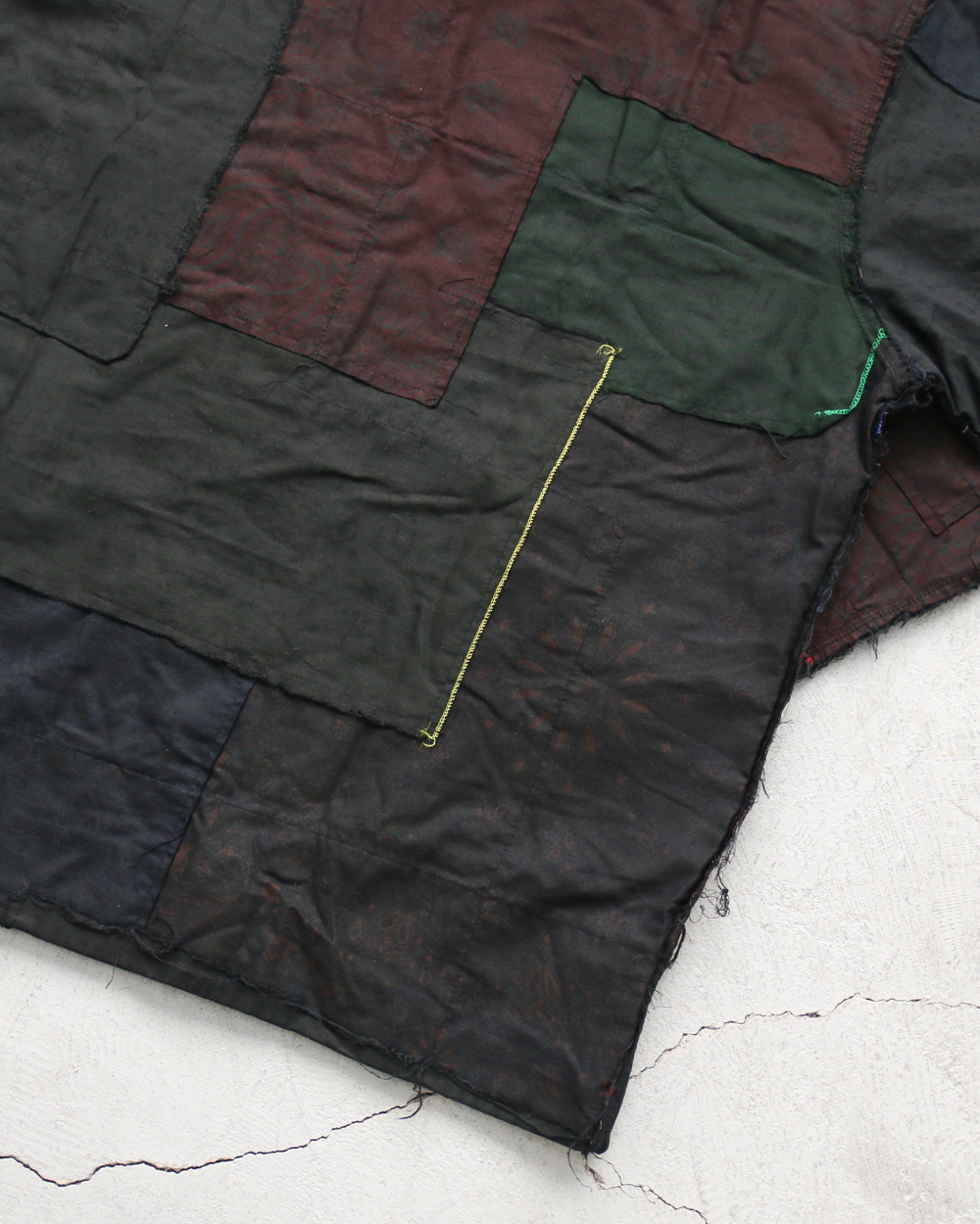 Mr.OLDMAN×redad ミスターオールドマン×レダッド Bandana Patchwork Coverall Black Over Dye E