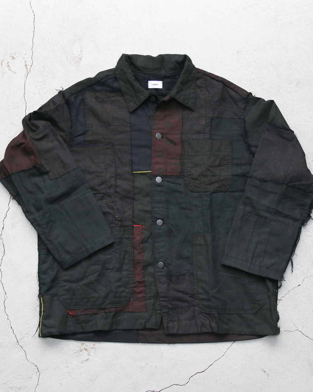 Mr.OLDMAN×redad ミスターオールドマン×レダッド Bandana Patchwork Coverall Black Over Dye F