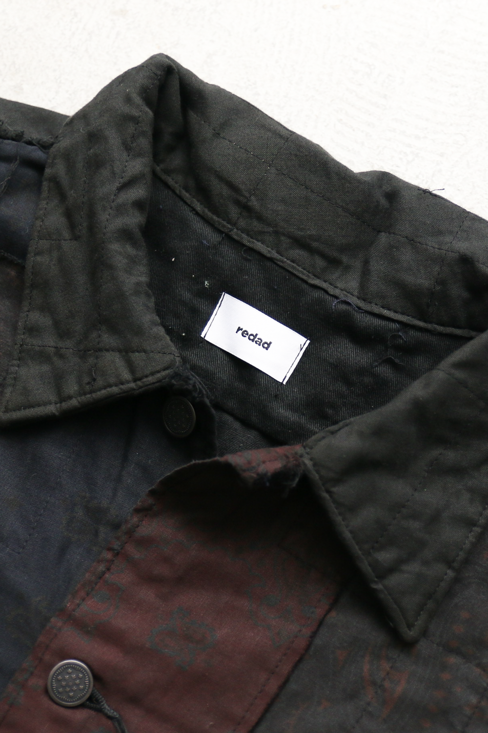 Mr.OLDMAN×redad ミスターオールドマン×レダッド Bandana Patchwork Coverall Black Over Dye F