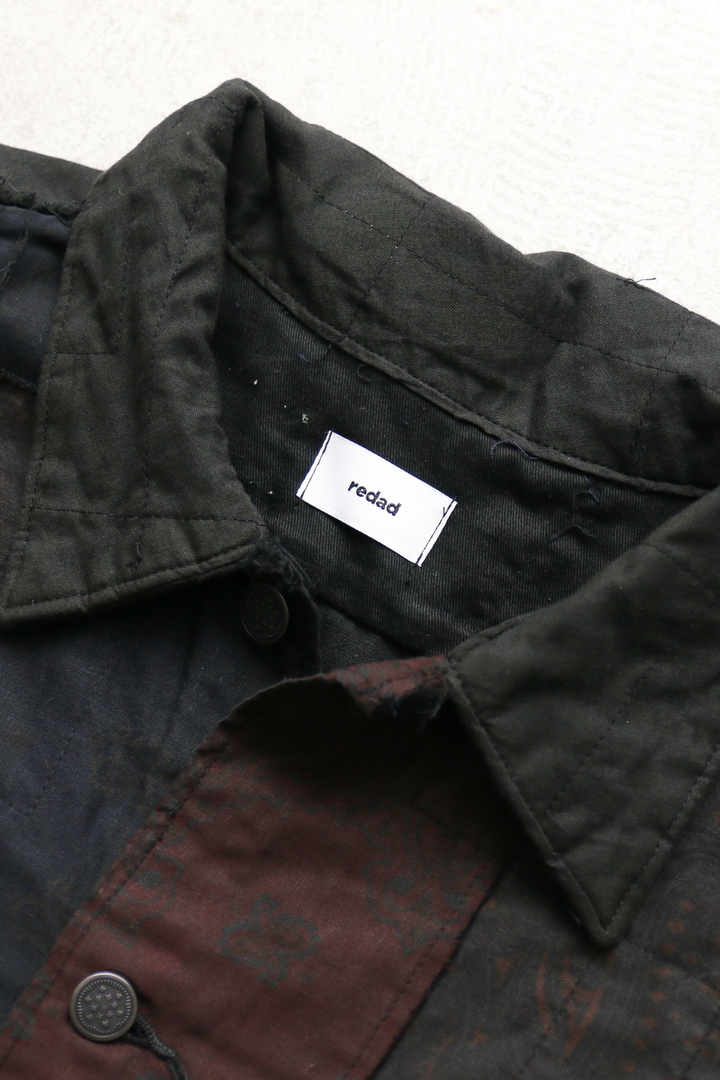 Mr.OLDMAN×redad ミスターオールドマン×レダッド Bandana Patchwork Coverall Black Over Dye F