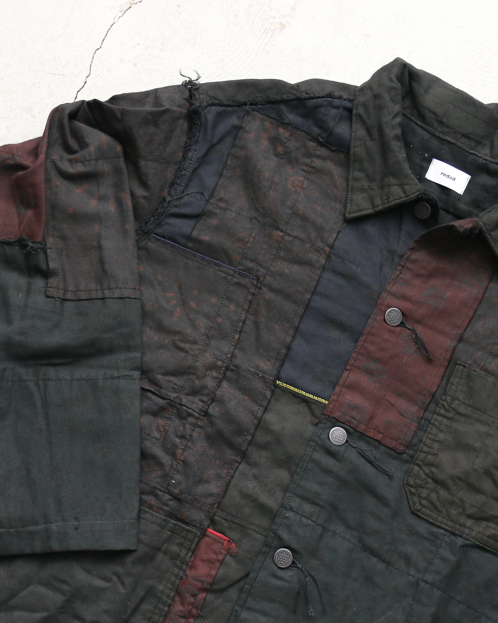 Mr.OLDMAN×redad ミスターオールドマン×レダッド Bandana Patchwork Coverall Black Over Dye F