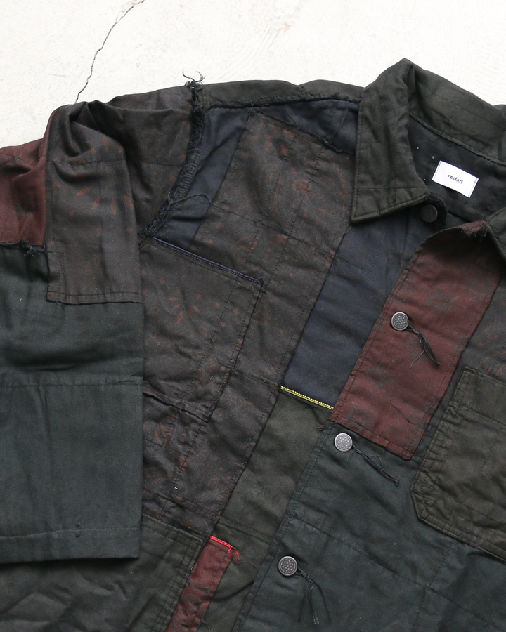 Mr.OLDMAN×redad ミスターオールドマン×レダッド Bandana Patchwork Coverall Black Over Dye F
