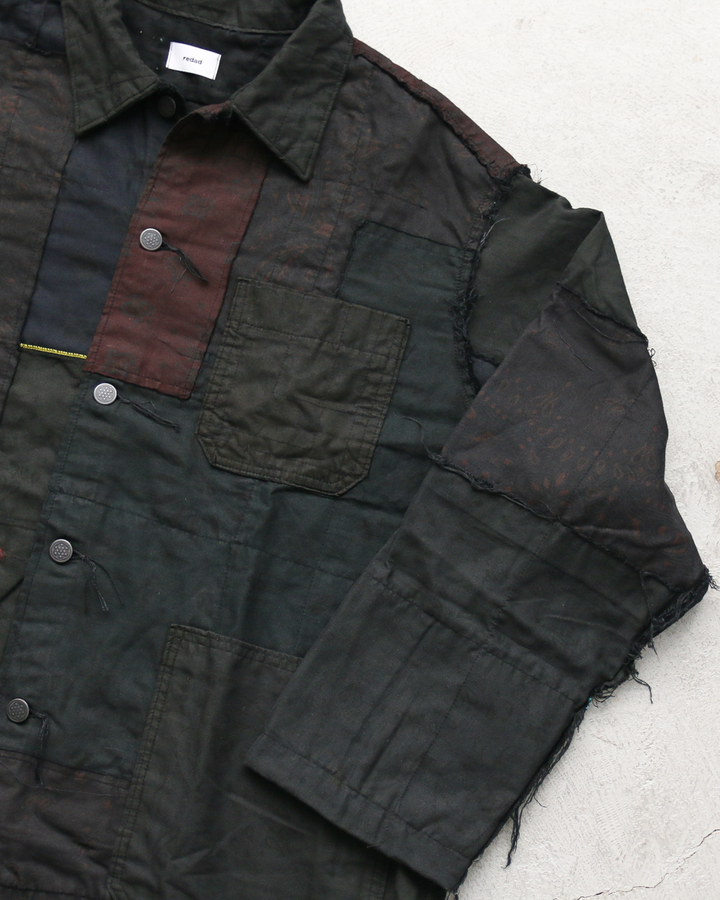Mr.OLDMAN×redad ミスターオールドマン×レダッド Bandana Patchwork Coverall Black Over Dye F