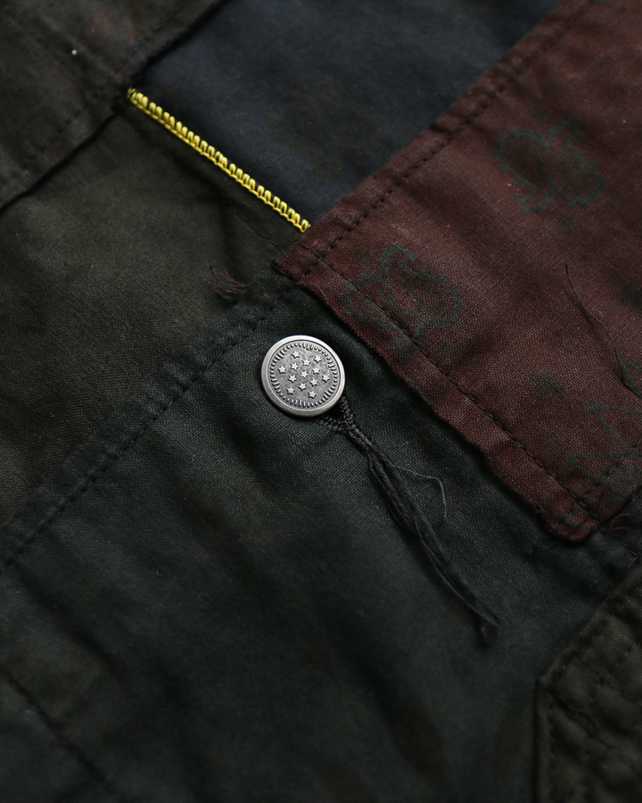 Mr.OLDMAN×redad ミスターオールドマン×レダッド Bandana Patchwork Coverall Black Over Dye F