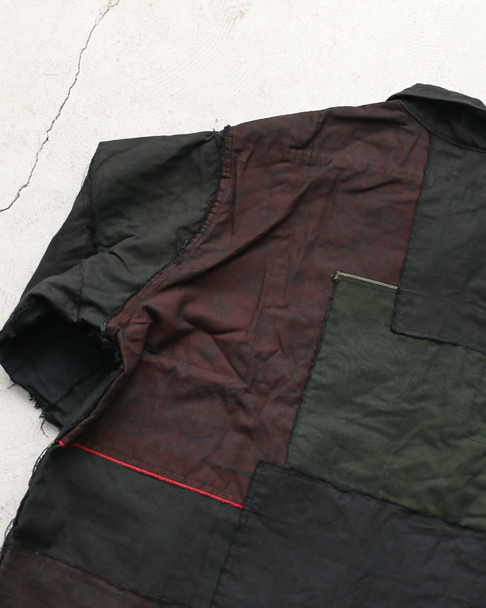 Mr.OLDMAN×redad ミスターオールドマン×レダッド Bandana Patchwork Coverall Black Over Dye F