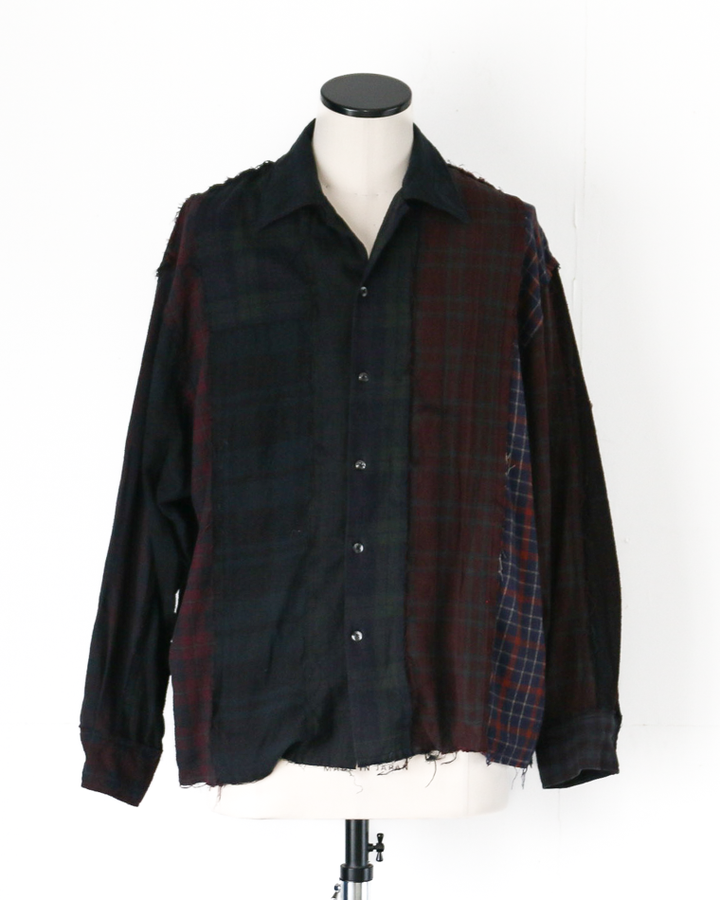 redad patchwork check shirt black over dye
