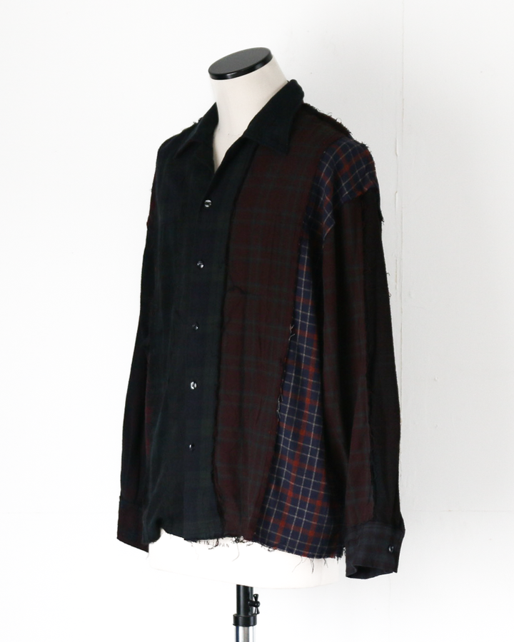 redad patchwork check shirt black over dye