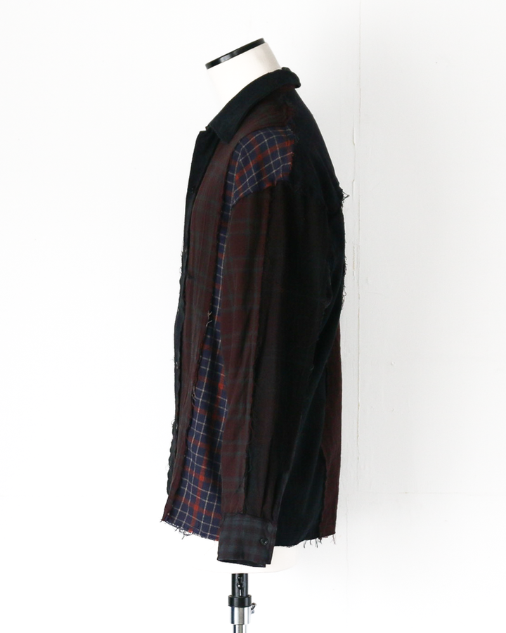 redad patchwork check shirt black over dye