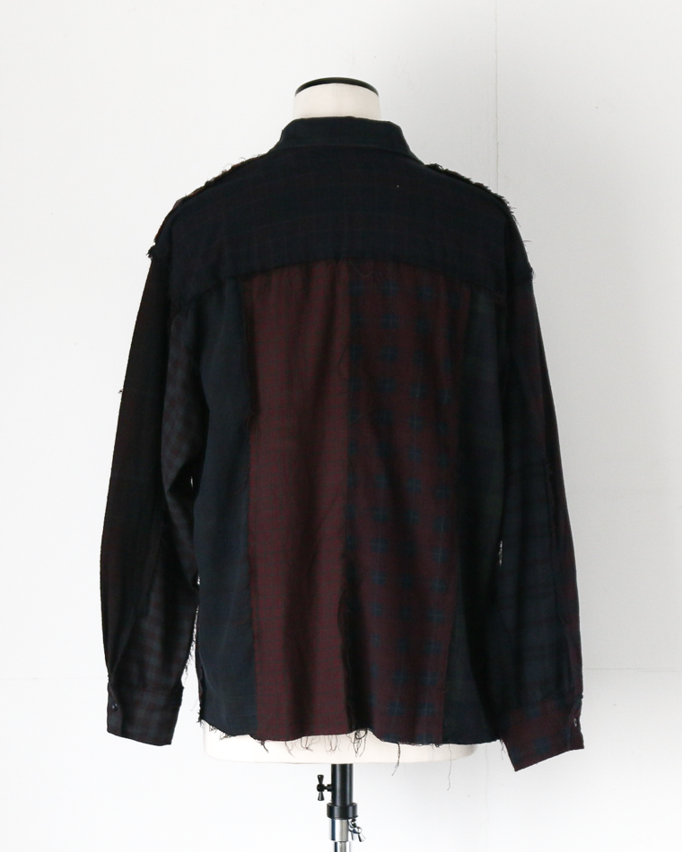 redad patchwork check shirt black over dye