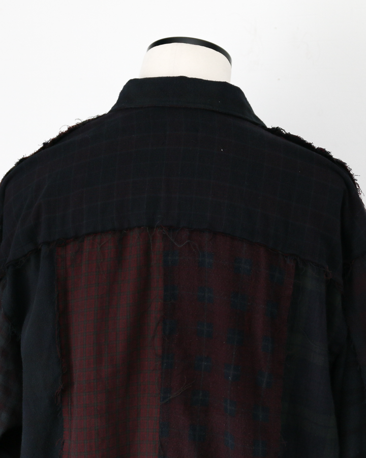 redad patchwork check shirt black over dye