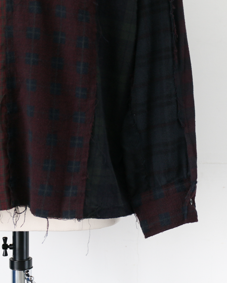 redad patchwork check shirt black over dye