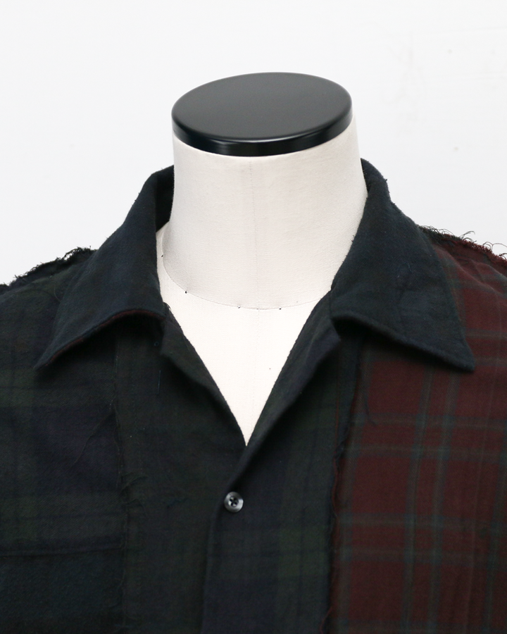 redad patchwork check shirt black over dye