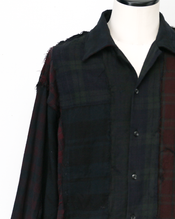 redad patchwork check shirt black over dye