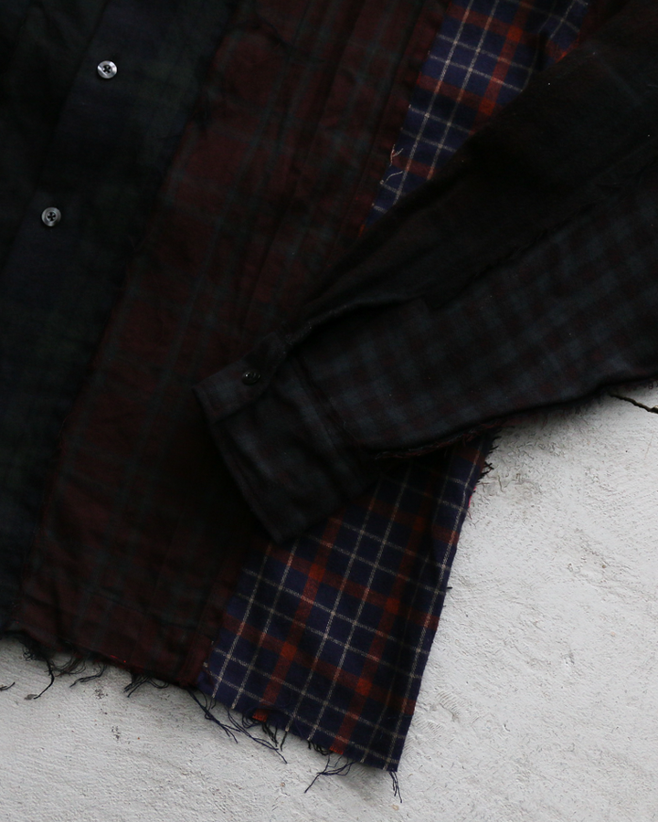 redad patchwork check shirt black over dye