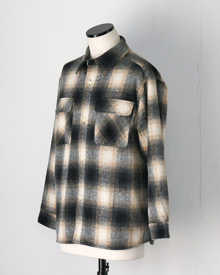 FIVE BROTHER Five Brother Shaggy Check Shirts Jacket Black
