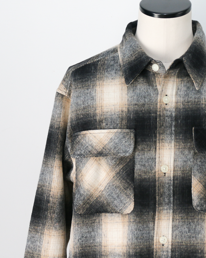 FIVE BROTHER Five Brother Shaggy Check Shirts Jacket Black