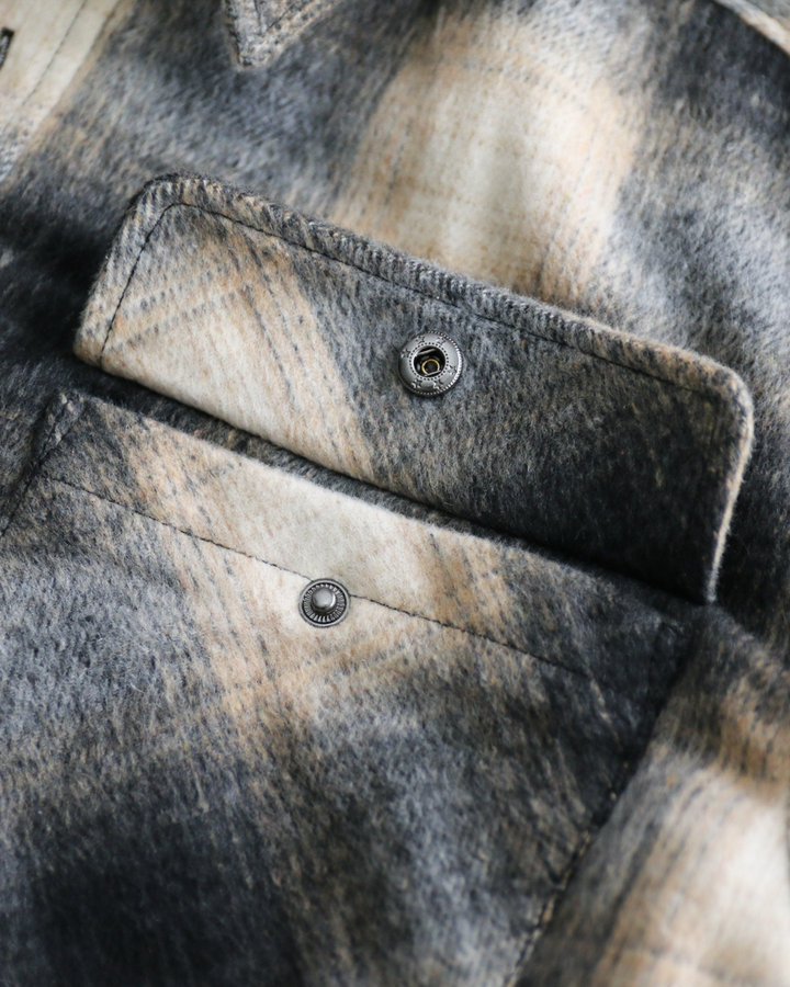 FIVE BROTHER Five Brother Shaggy Check Shirts Jacket Black