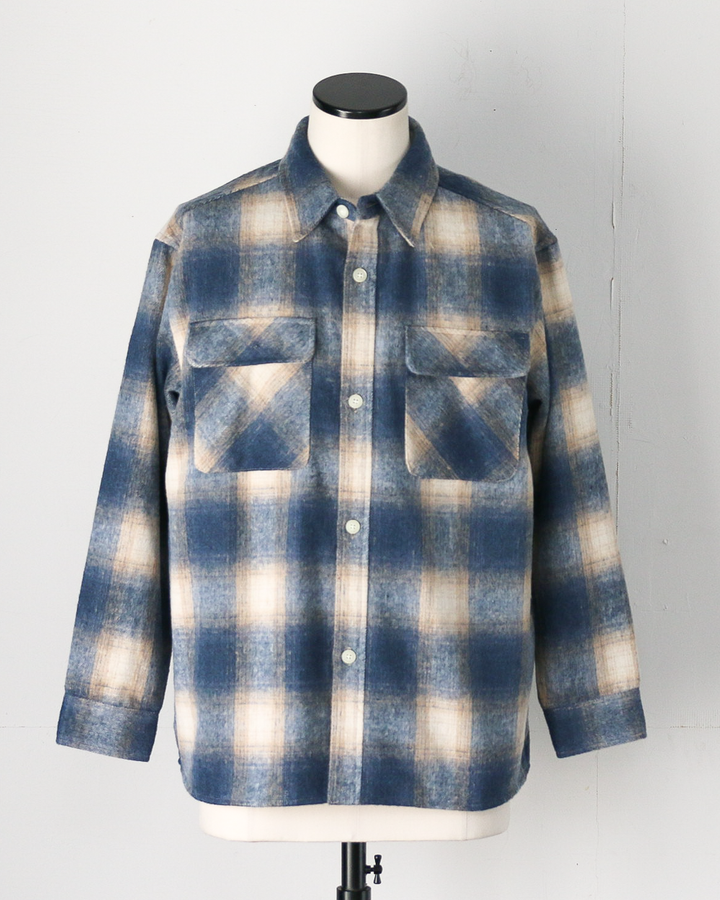 FIVE BROTHER ファイブブラザー Shaggy Check Shirts Jacket Blue