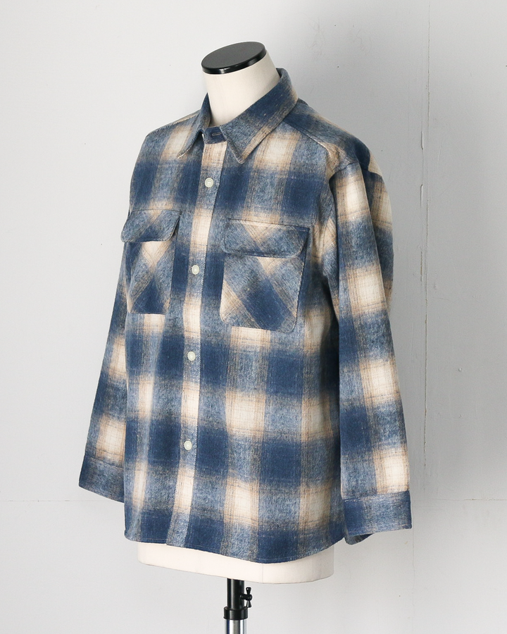FIVE BROTHER ファイブブラザー Shaggy Check Shirts Jacket Blue