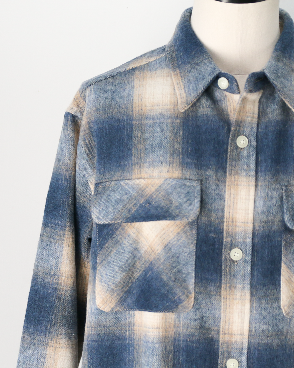 FIVE BROTHER ファイブブラザー Shaggy Check Shirts Jacket Blue