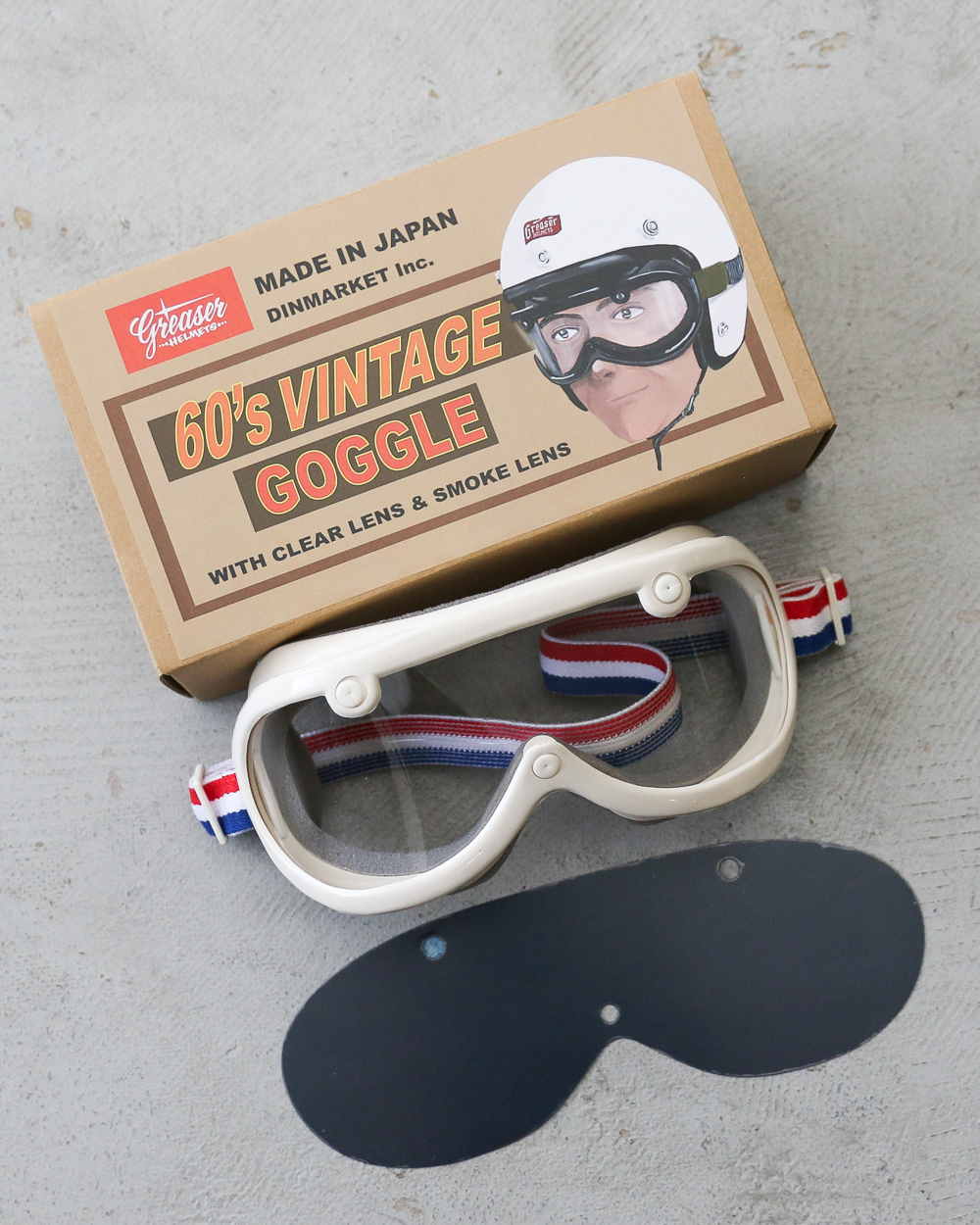 60's VINTAGE GOGGLES STANDARD MODEL IVORY FRAME / TRICOBAND