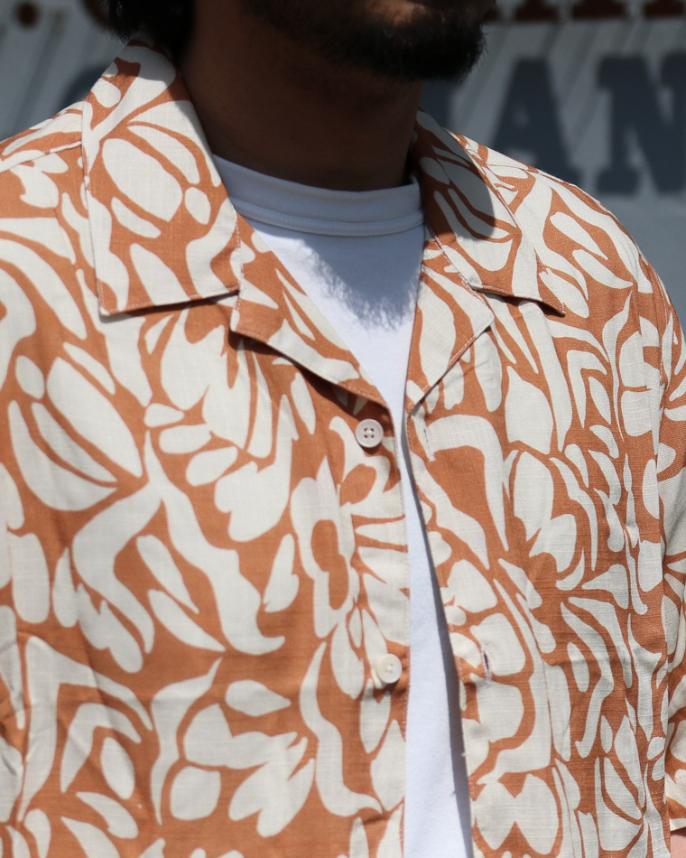 Wax London Two Tone Floral Shirt Beige