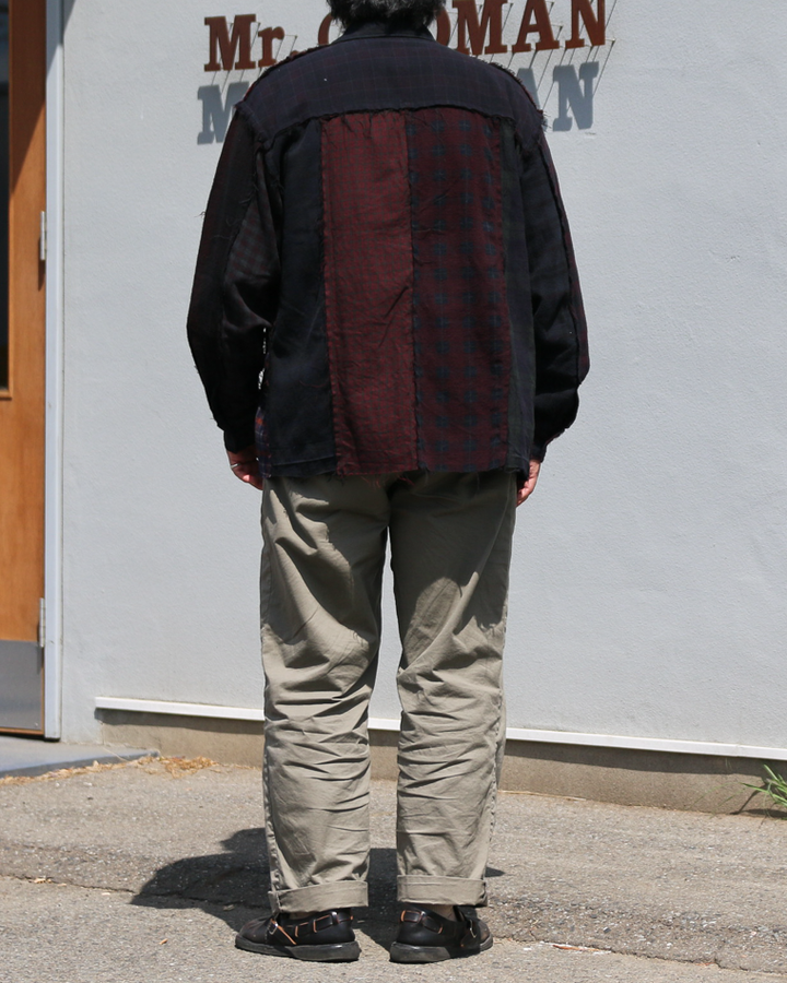 redad patchwork check shirt black over dye